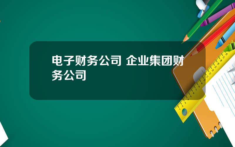 电子财务公司 企业集团财务公司